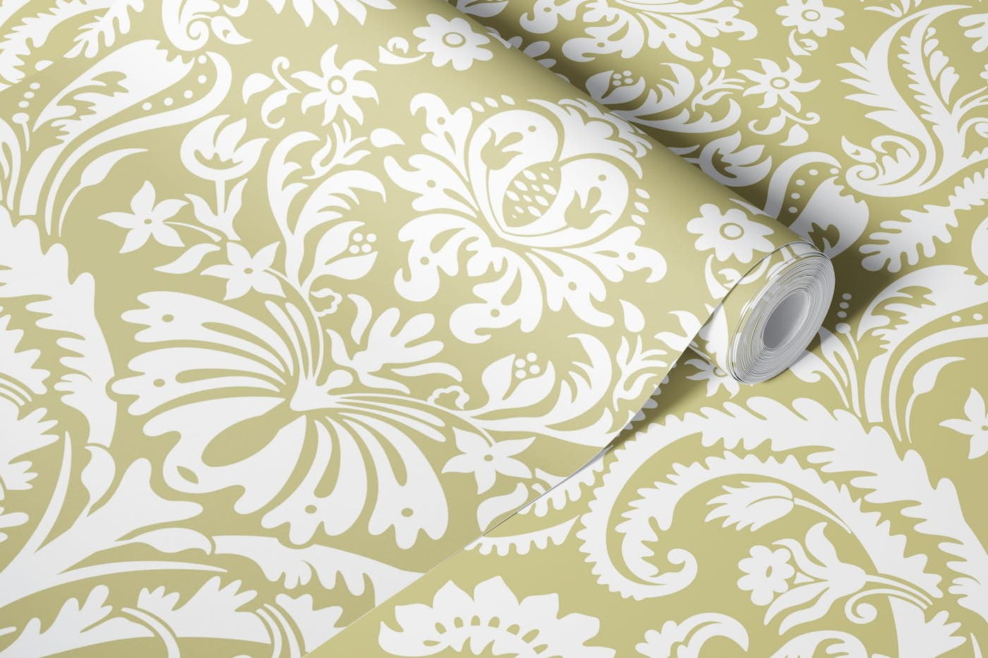 Damask Pattern 1 Light Gold wallpaper roll