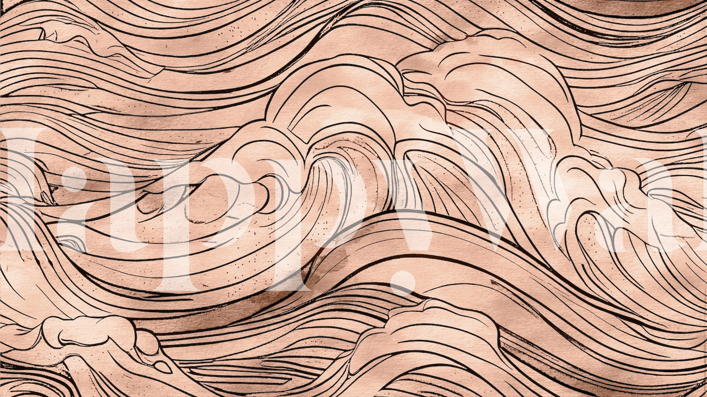 Abstrakt fersken og neutral tonet skylignende vægmaleridesign