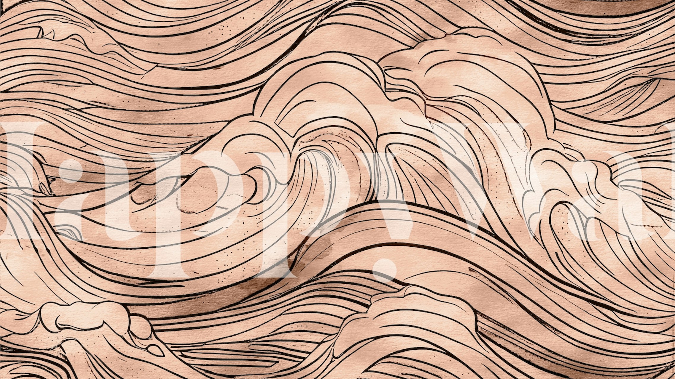 Peach waves with flowing lines abstract wallpaper