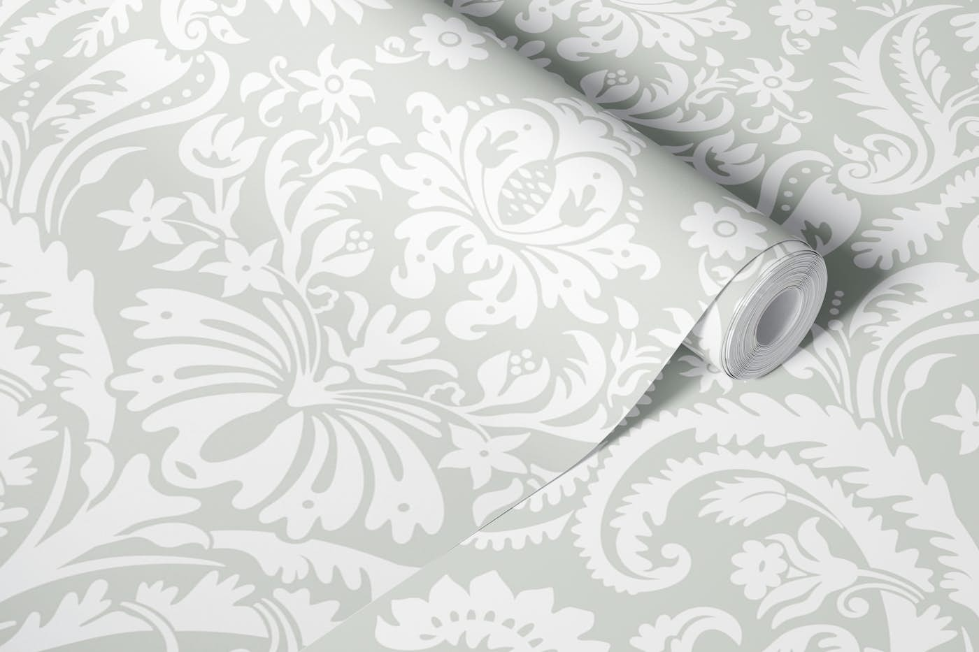 Damask Pattern 1 Light Grey wallpaper roll