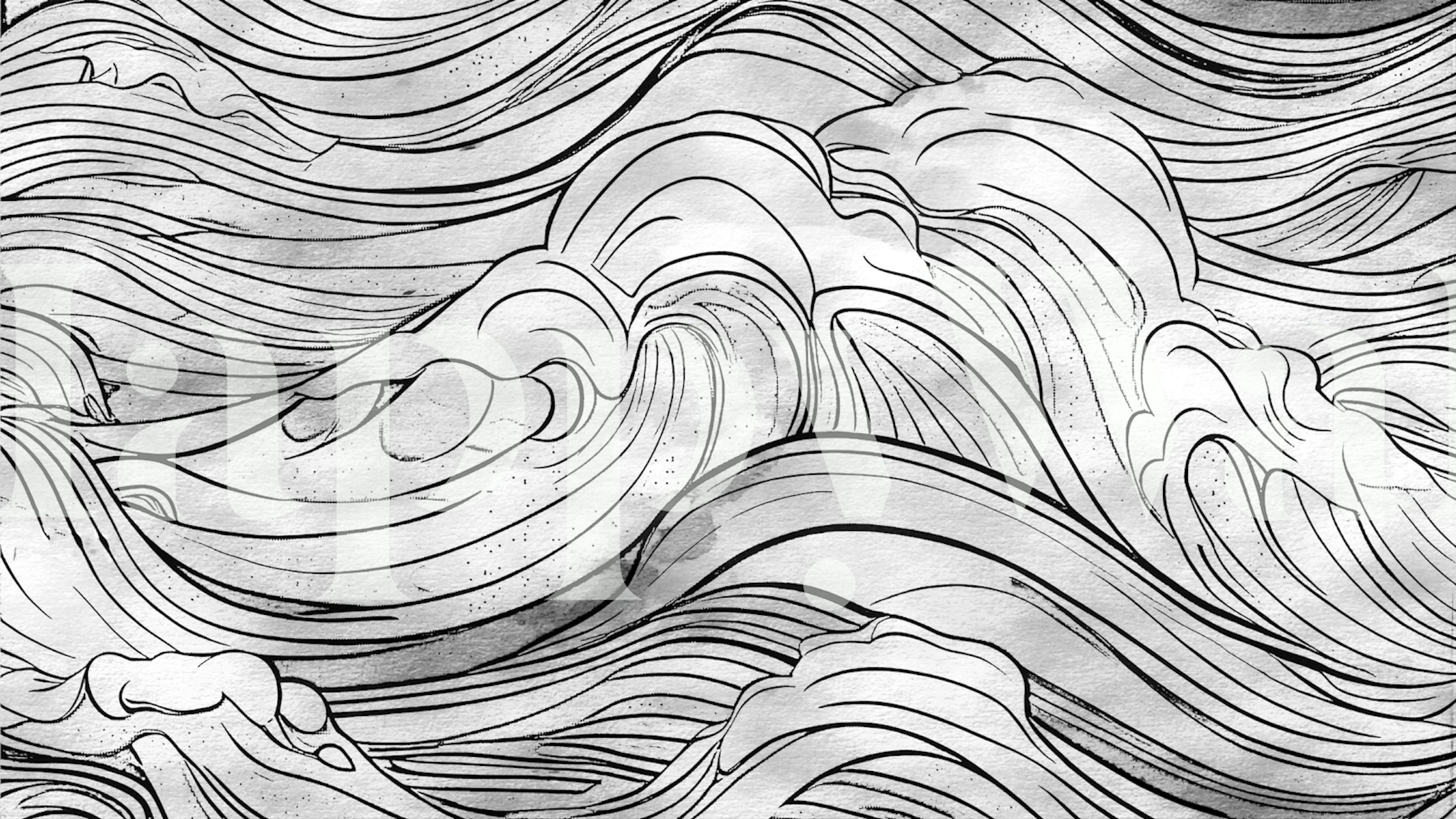 Black and white wave patterns wallpaper