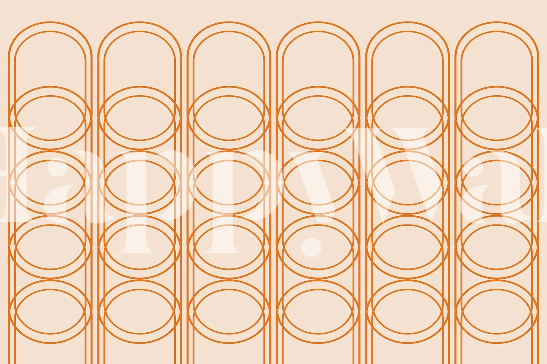 Peach Orange Vintage Arches tapetdisplay