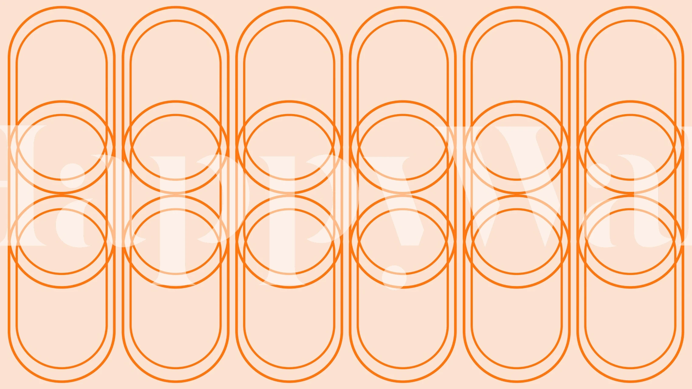 papier peint Peach Orange Vintage Pattern dans une pièce