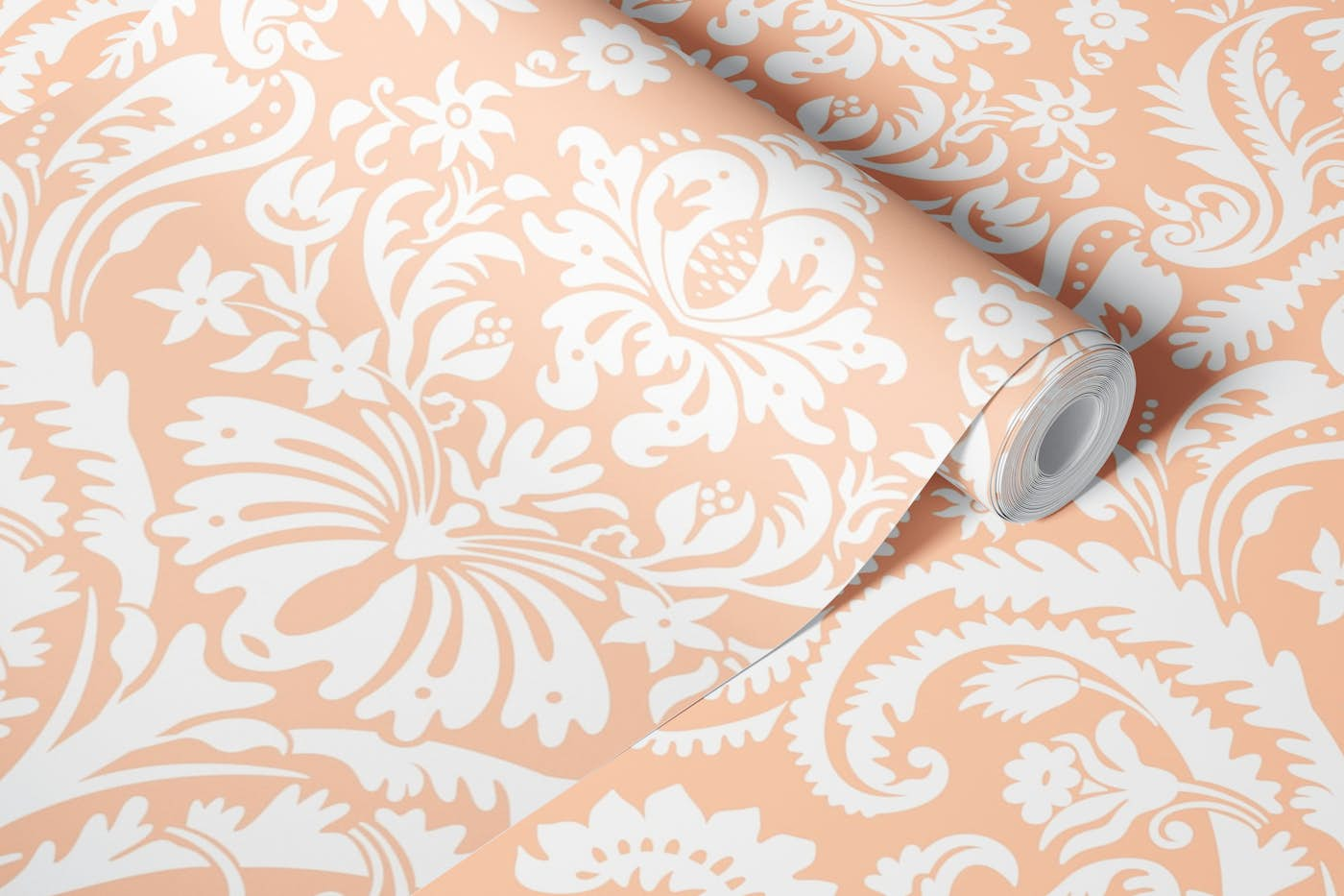 Damask Pattern 1 Peach wallpaper roll