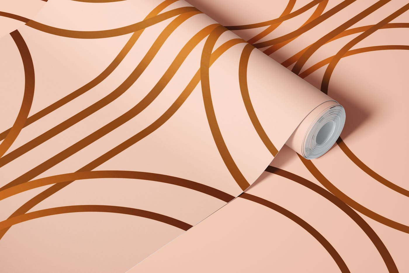 Peach Art Deco wallpaper roll