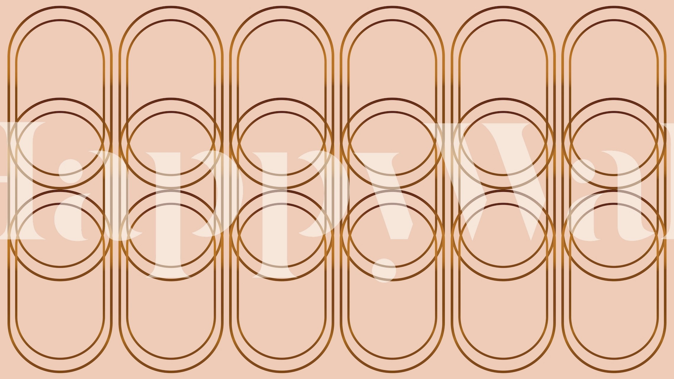 Peach geometric pattern with concentric circles and ovals wallpaper