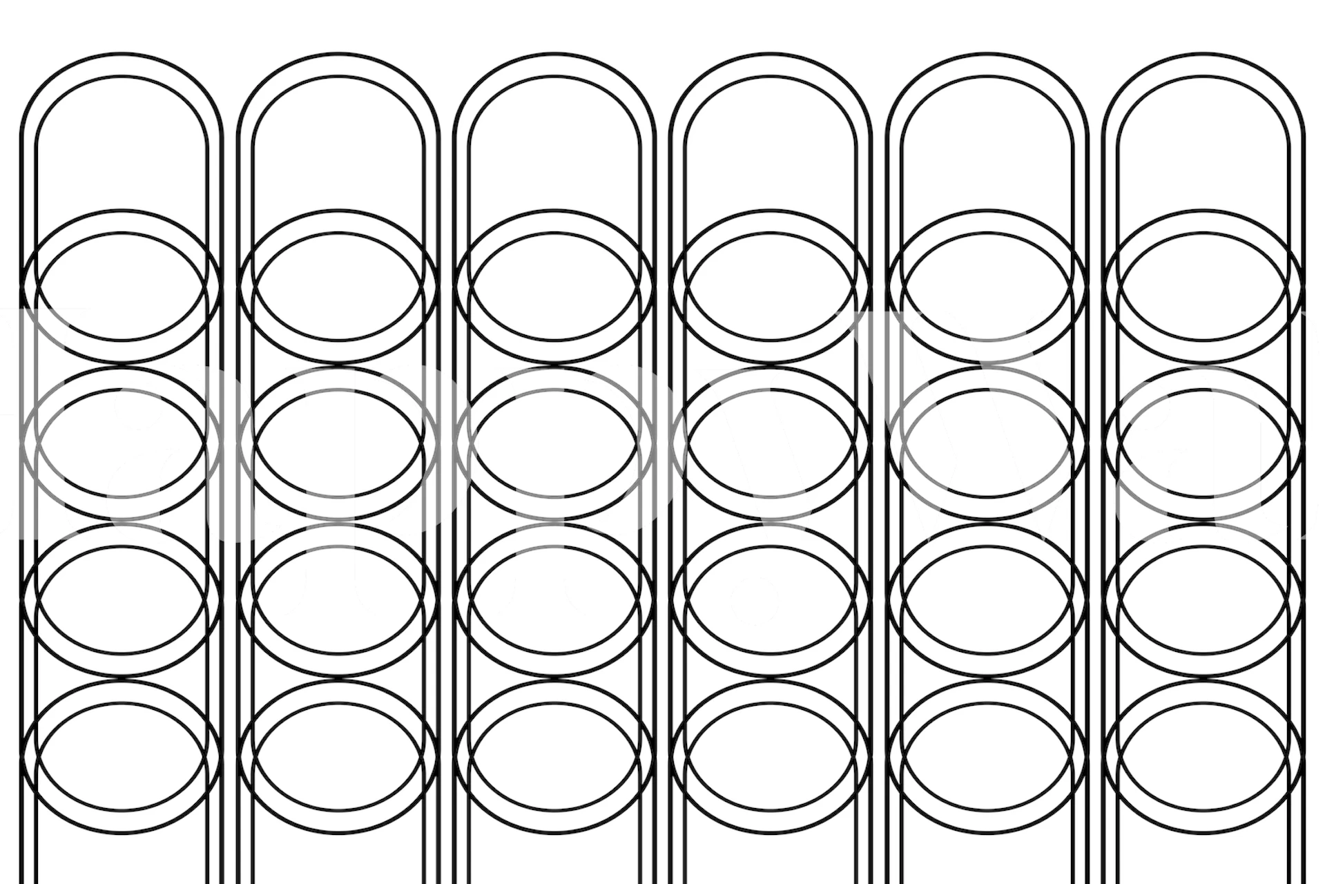 Black and White Art Deco style wall mural with geometric shapes