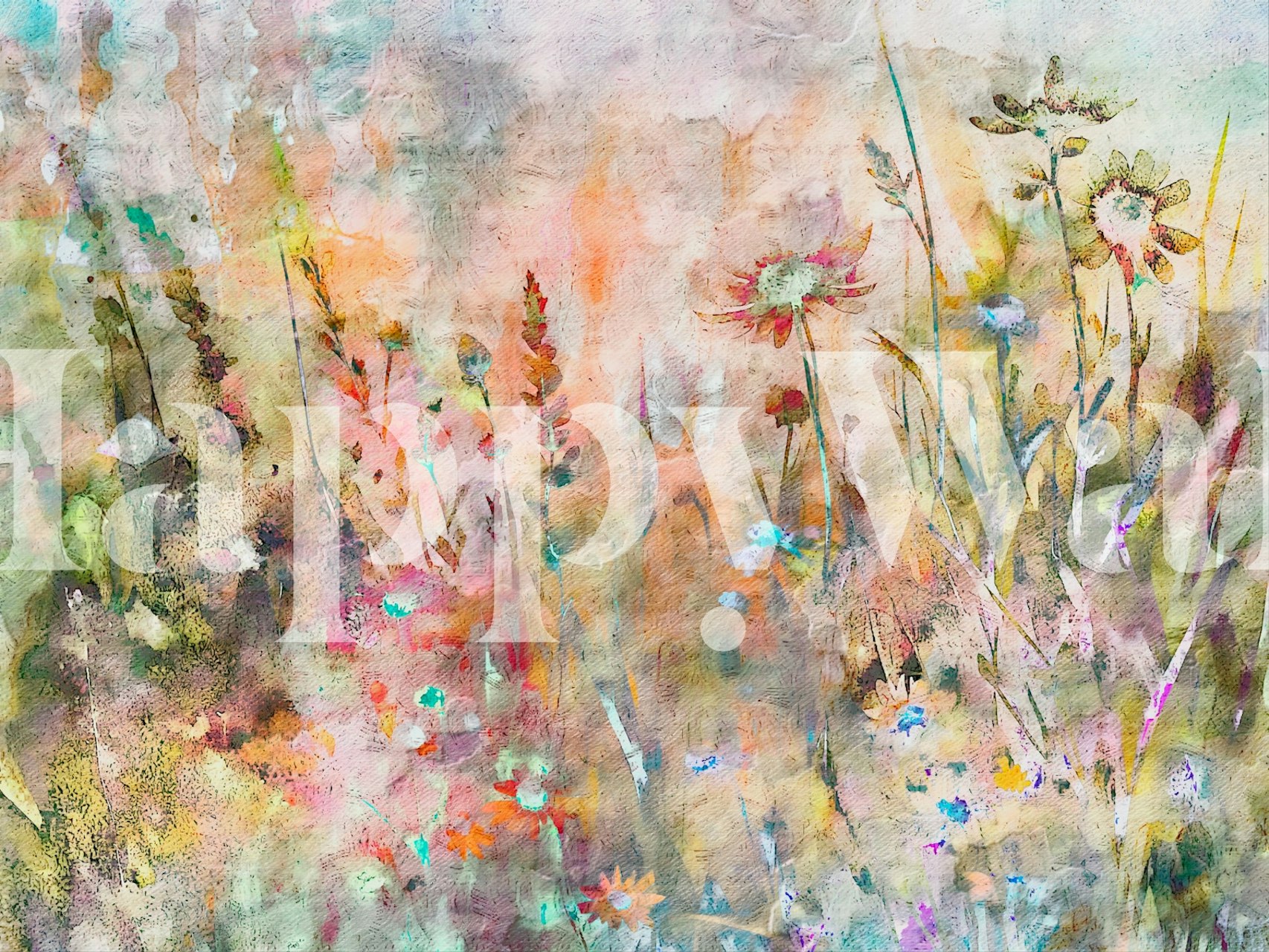 Watercolor floral design with soft pastels and wildflowers wallpaper