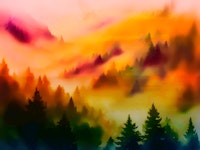 Peachy Sunrise Forest wallpaper