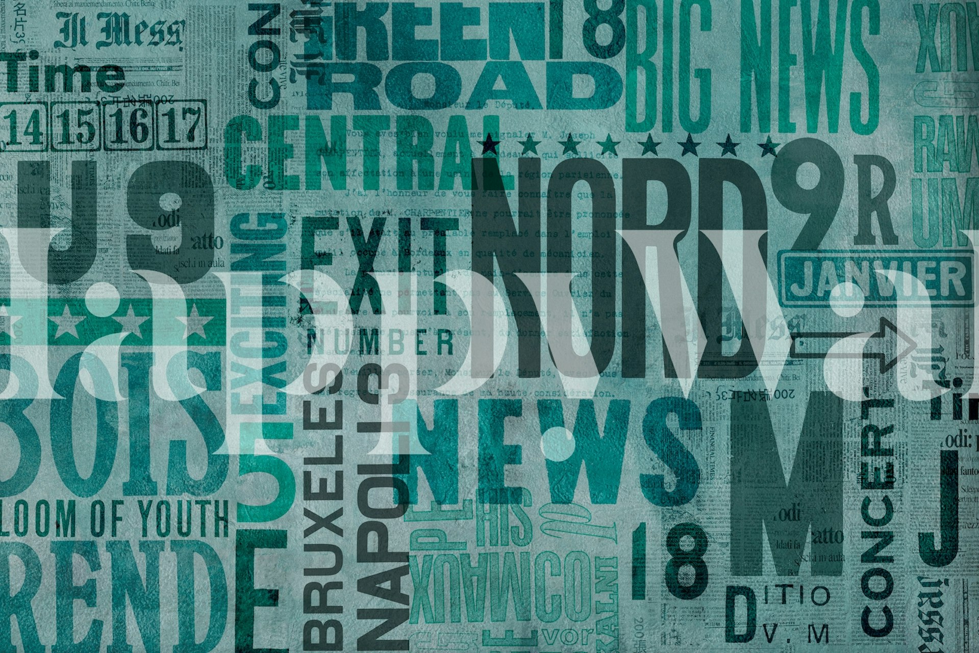 Carta da parati Urban Street Art Typography in teal green