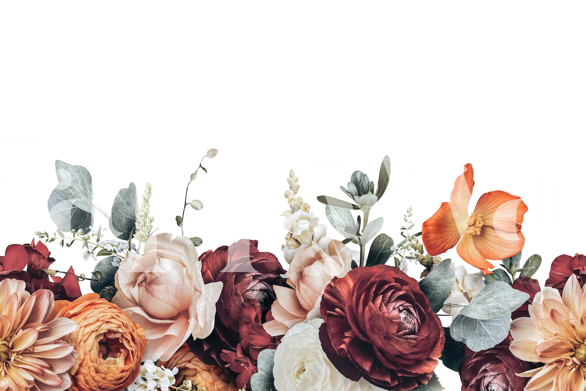 Floral wallpaper featuring pink, orange, and cream flowers