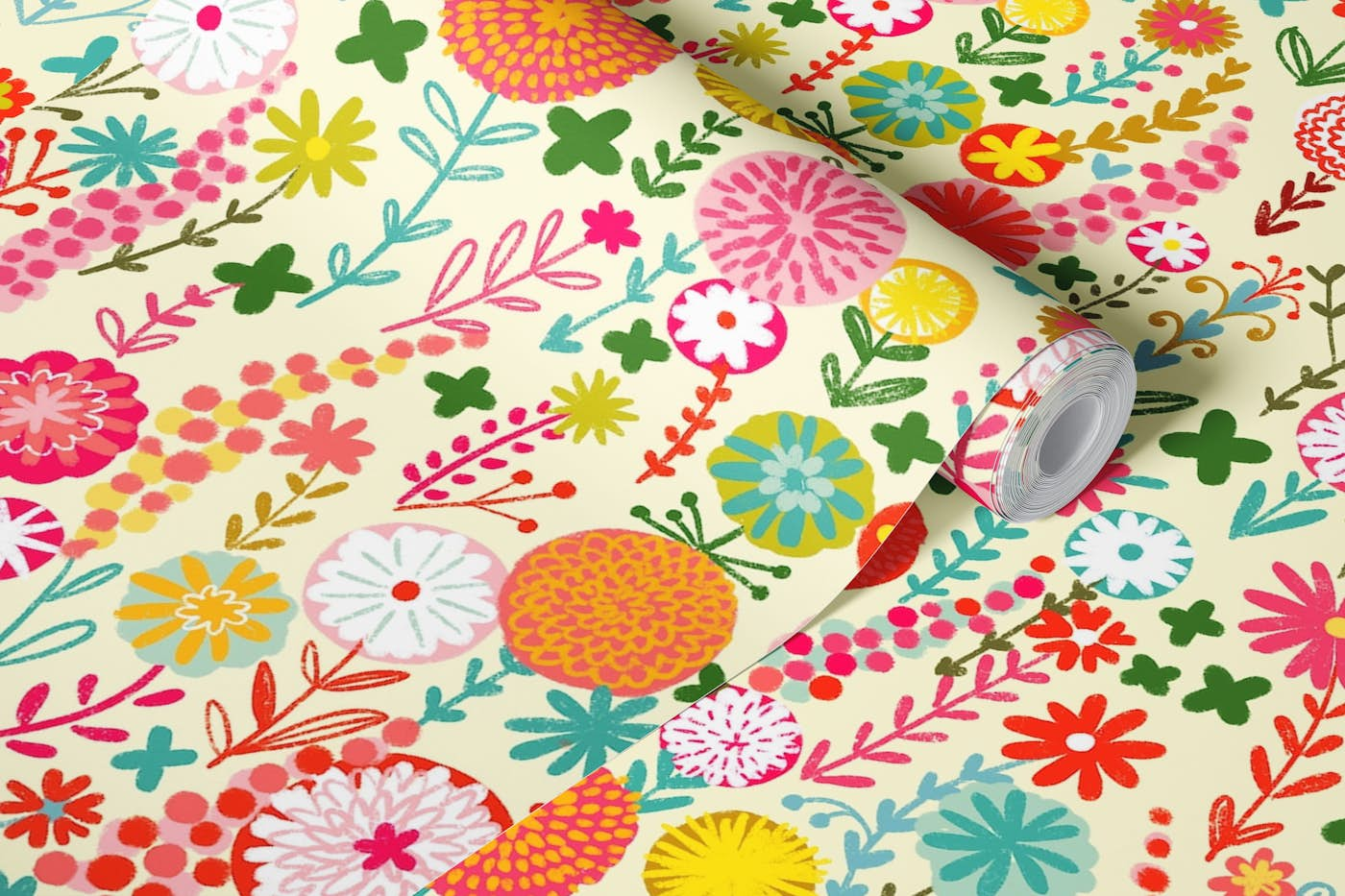 spring is here! happy garden flower carpet wallpaper roll