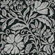 Block print floral black and white