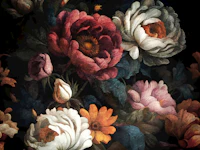 Large Moody Baroque Flowers tapete