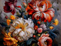 Moody Baroque Flowers on Canvas wallpaper