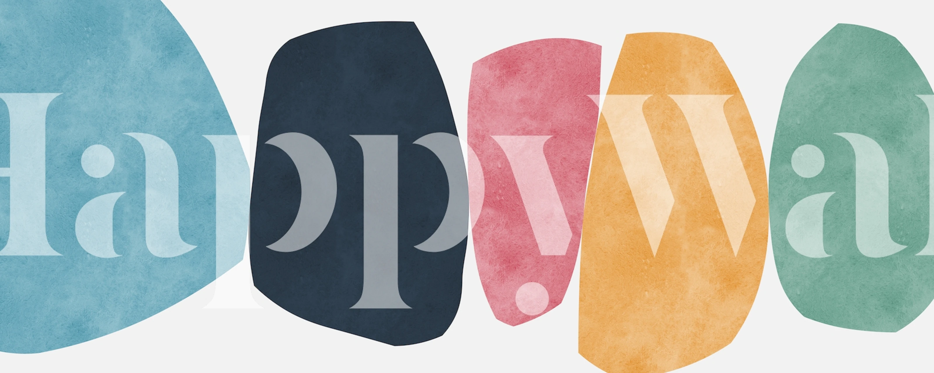 Colorful abstract rock shapes in blue, pink, yellow, and green wallpaper