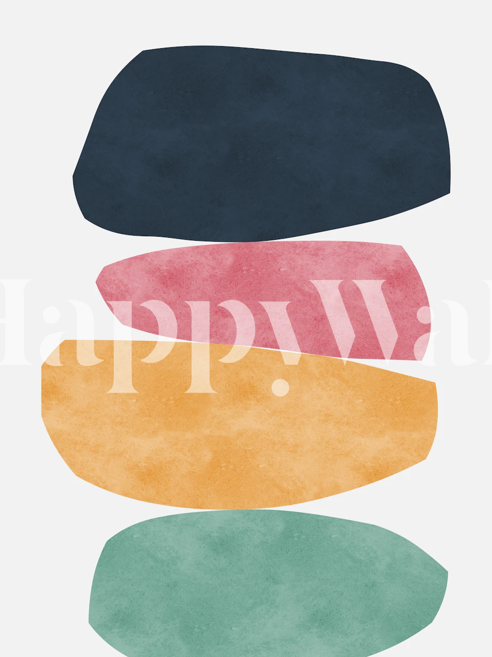 Abstrakt Colorful Rocks tapet med marinblå, rosa, gul, kricka former