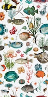 Oceania pattern in white wallpaper
