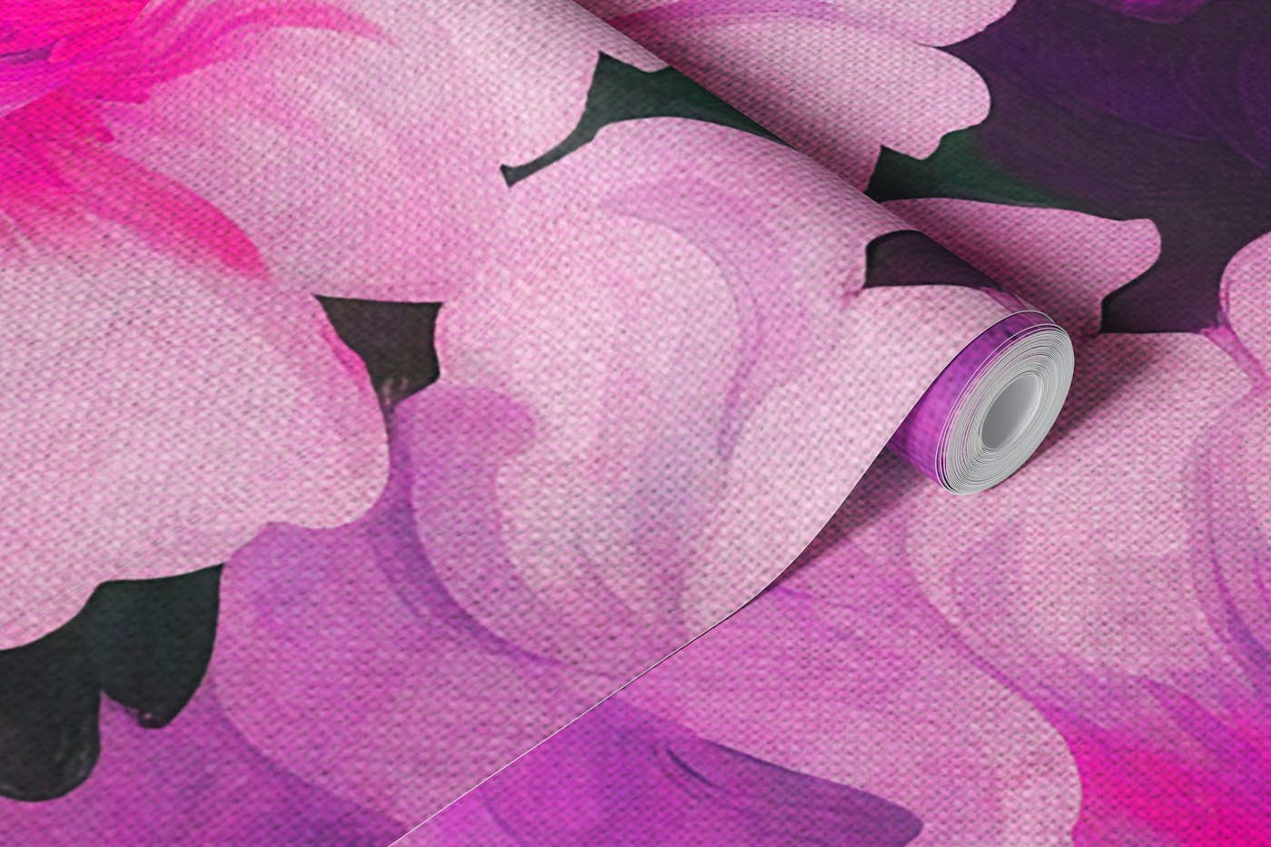 Neon Pink Baroque Flowers wallpaper roll