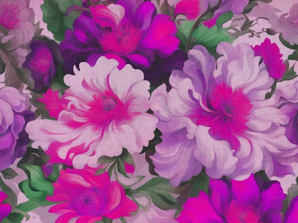 Neon Pink Baroque Flowers