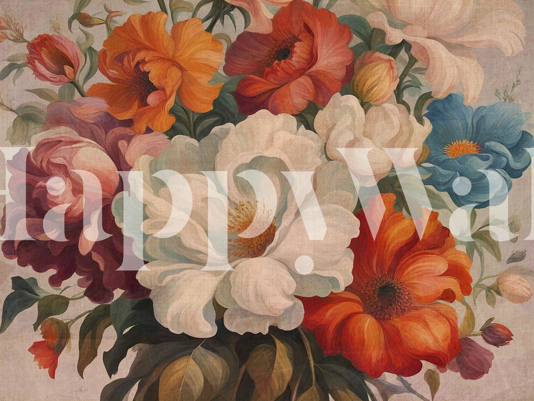 Moody Warm Baroque Flowers wallpaper in room