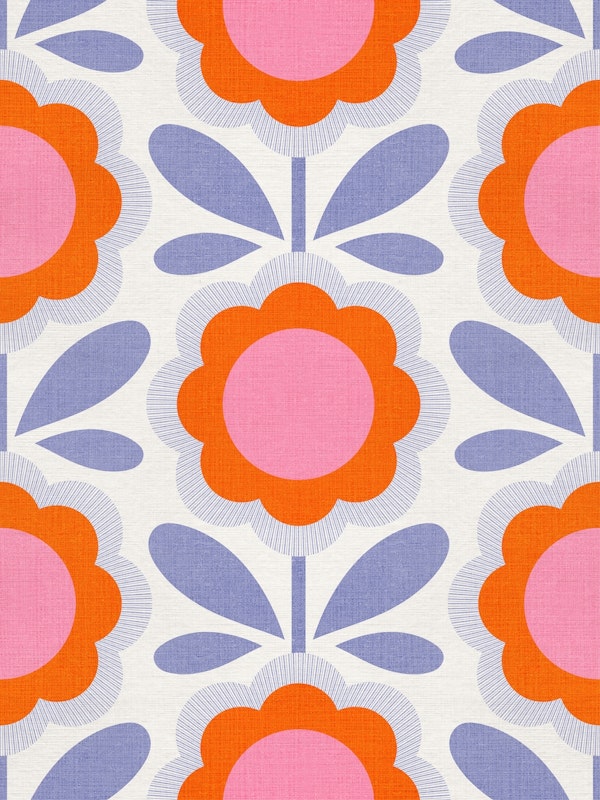 Hello Retro Daisy Flowers in Bloom 1. Blue