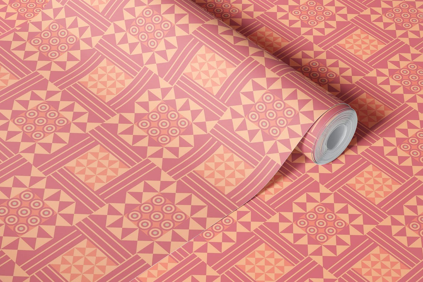 RAVENNA Geometric Tile Mosaic - Peach Fuzz 2 wallpaper roll