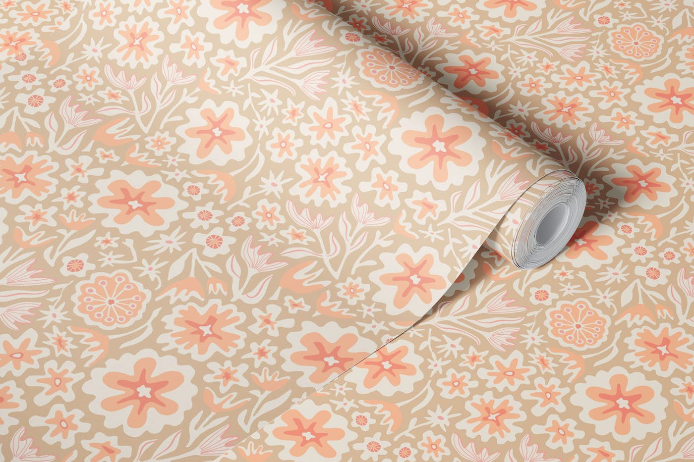 SAYULITA Tropical Floral - Peach Fuzz Small wallpaper roll