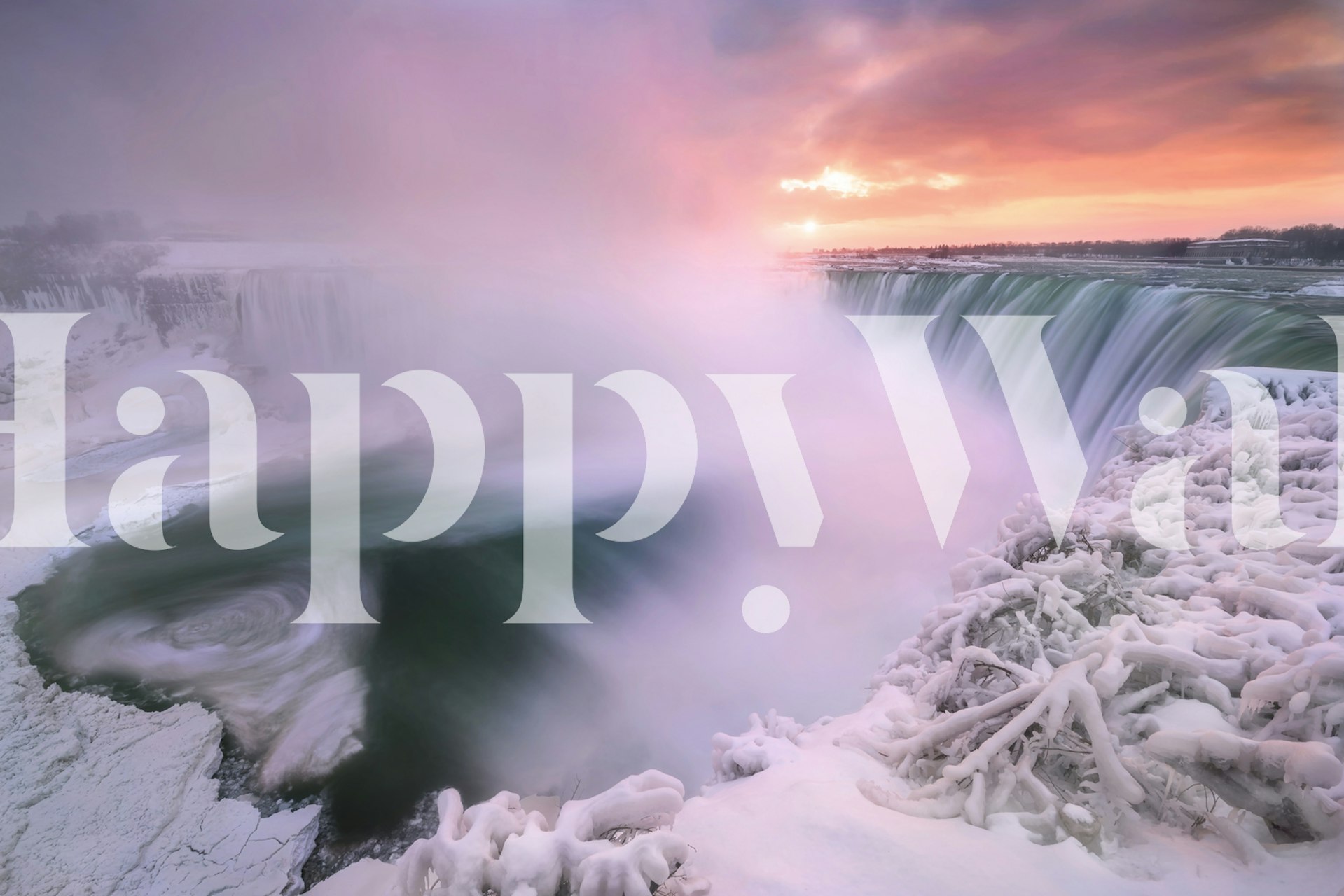 Niagara Falls in winter wallpaper in a room