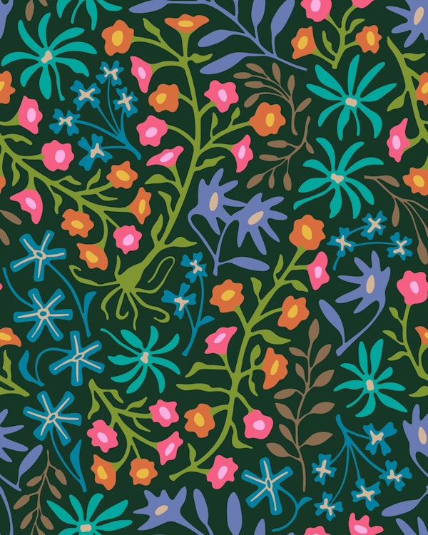FLORIBUNDA Cottage Floral Botanical - Bright