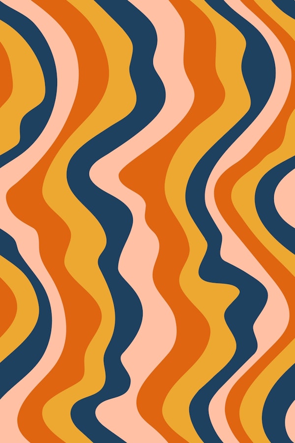 GOOD VIBRATIONS Mod Wavy Stripes Rust Navy