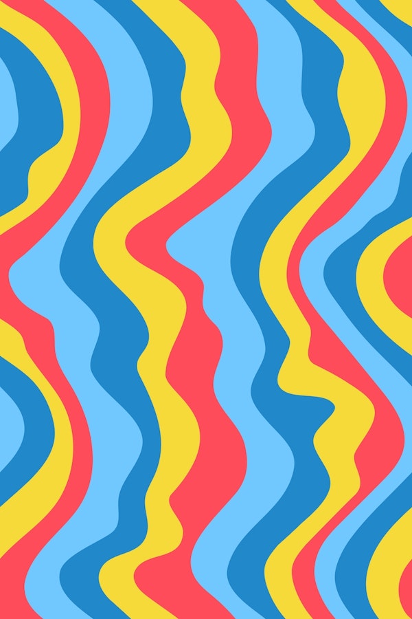 GOOD VIBRATIONS Mod Wavy Stripes Blue Yellow