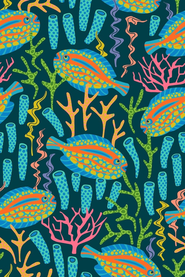 TROPICAL ZONE Undersea Fish Ocean Coral Teal