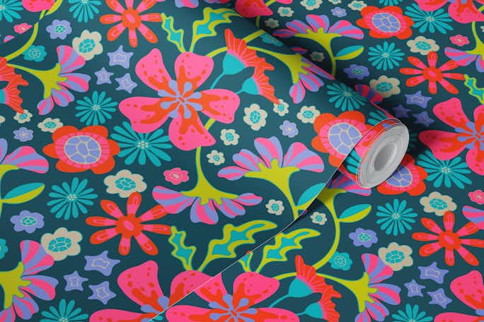 POP FLORAL Bright Multi-Colour Flowerswallpaper roll
