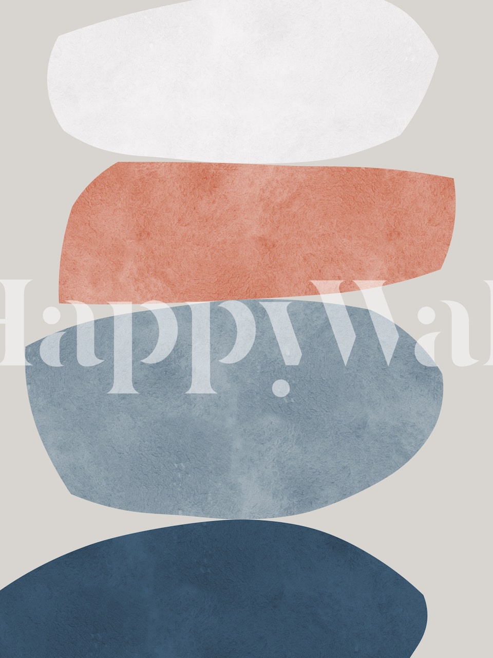 Fotomural de rocas coloridas abstractas con formas orgánicas en tonos blanco, terracota y azul