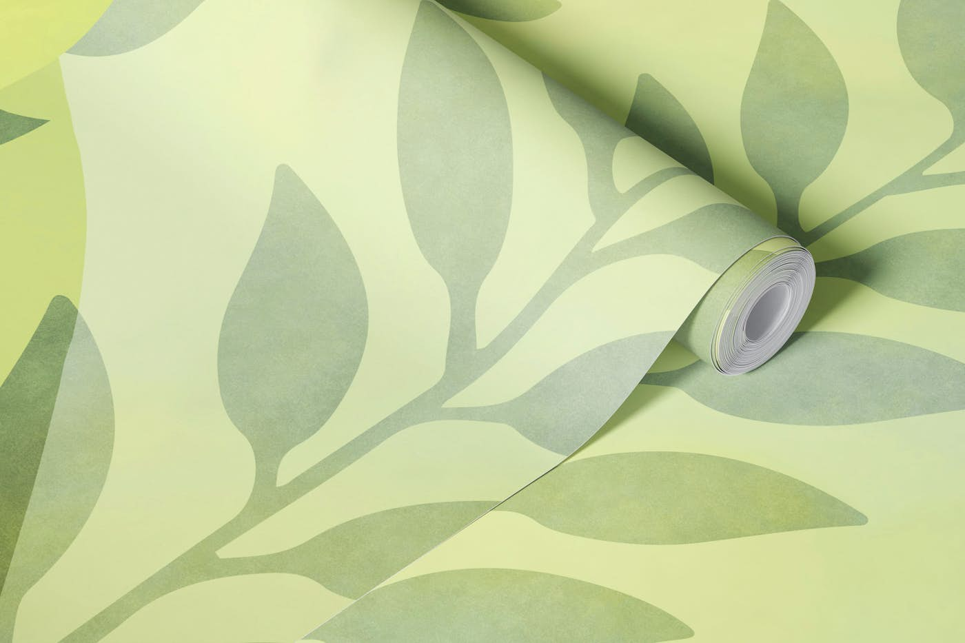 Whimsical Nature Shapes Lime Green wallpaper roll