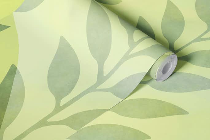 Whimsical Nature Shapes Lime Greenwallpaper roll