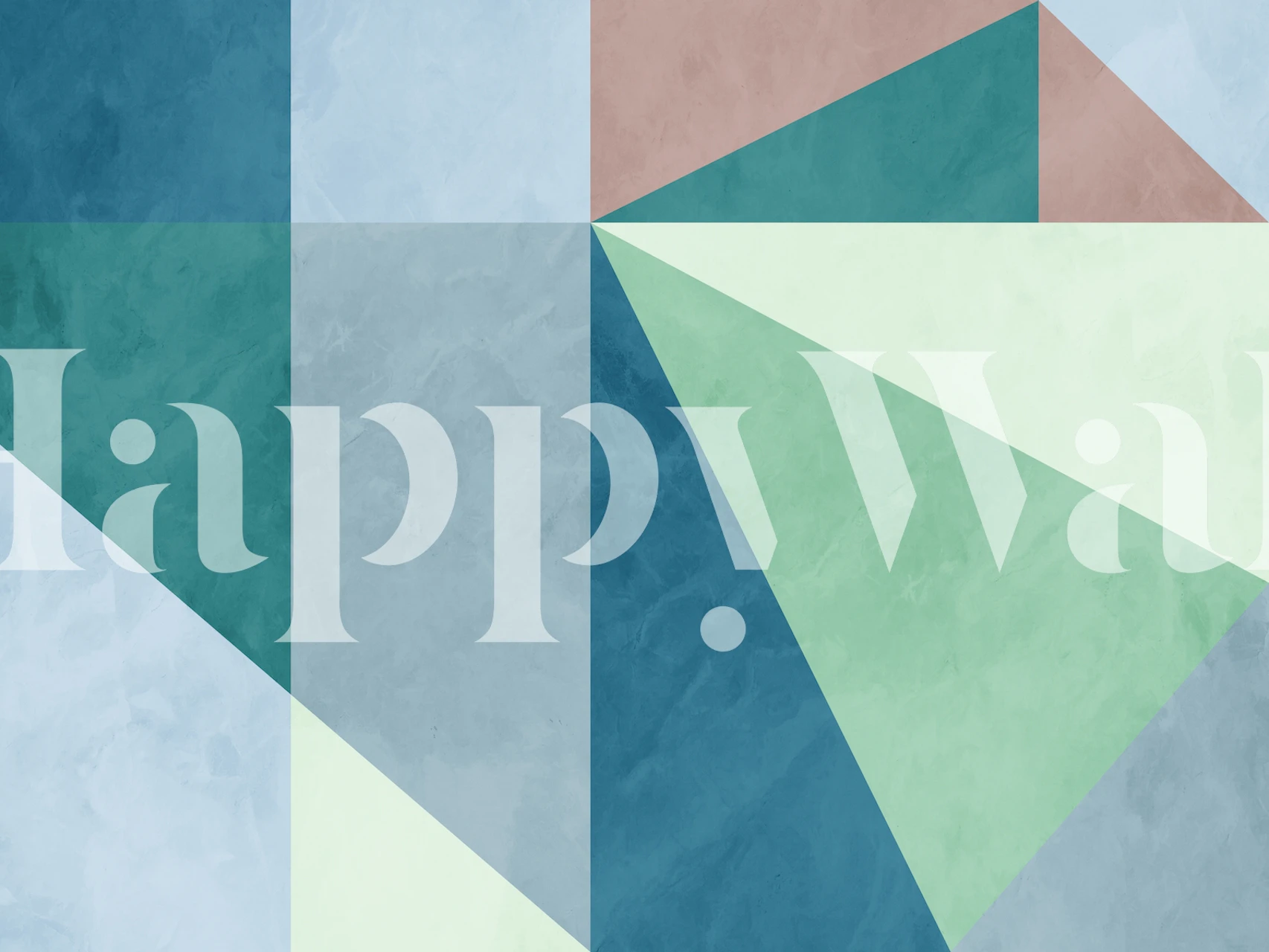 Geometric shapes in blue, green, and pink colors wallpaper