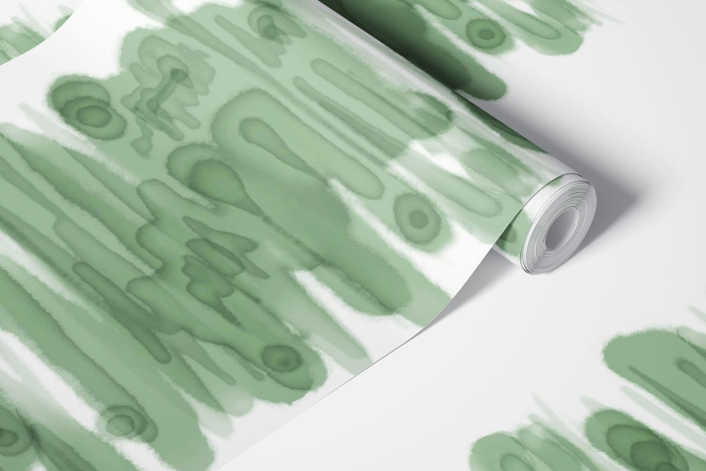 Moon path pattern in sage green wallpaper roll