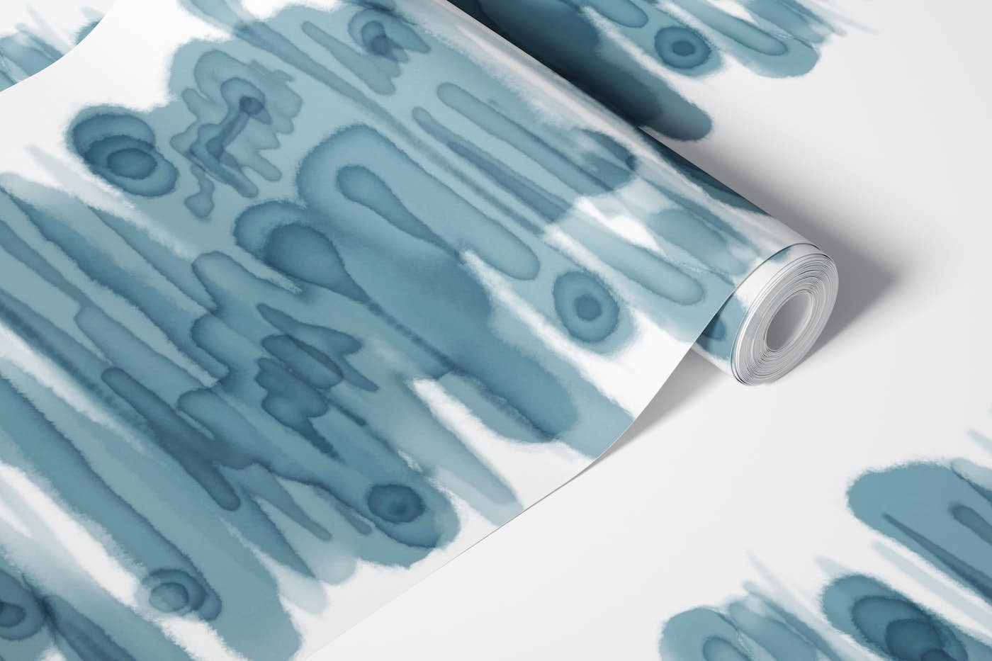 Moon path pattern in teal blue wallpaper roll