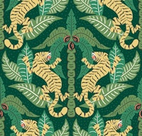 Tiger Damask - yellow and green ταπετσαρία