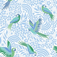 Parrot Fantasy - blue and green tapet