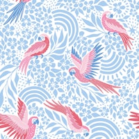 Parrot Fantasy - pink and blue tapet