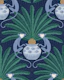 Sago Palm and Monkey - dark blue