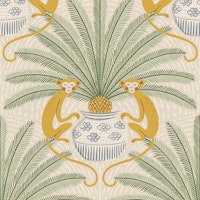 Sago Palm and Monkey - mustard tapete