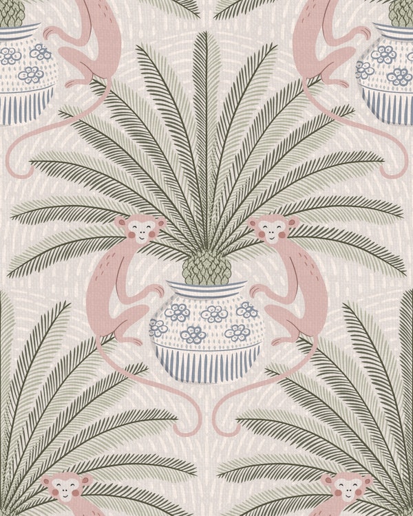 Sago Palm and Monkey - dusty pink