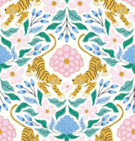 Tiger and flowers wallpaper