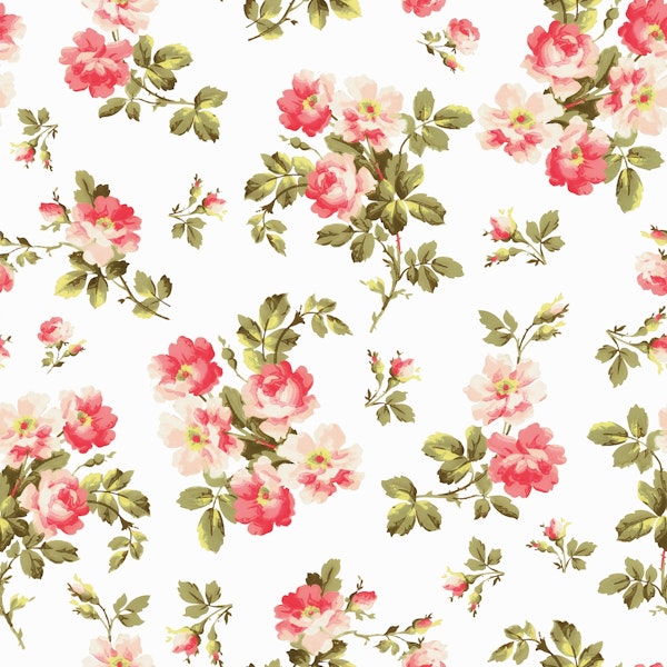 Scattered Rococo Chinoiserie Roses Flowers