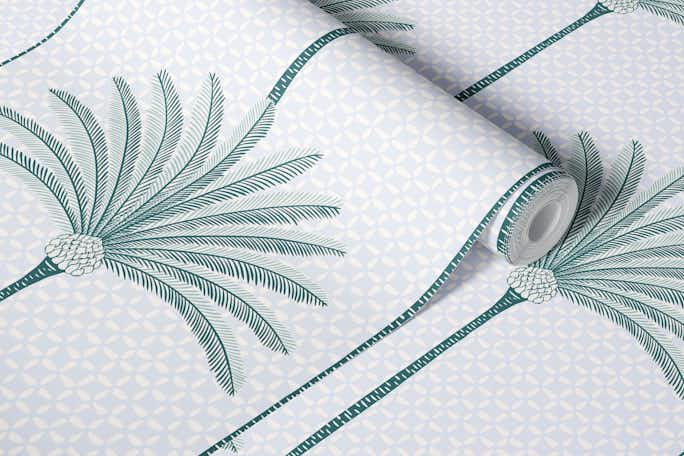 Palm Stripes - tealwallpaper roll