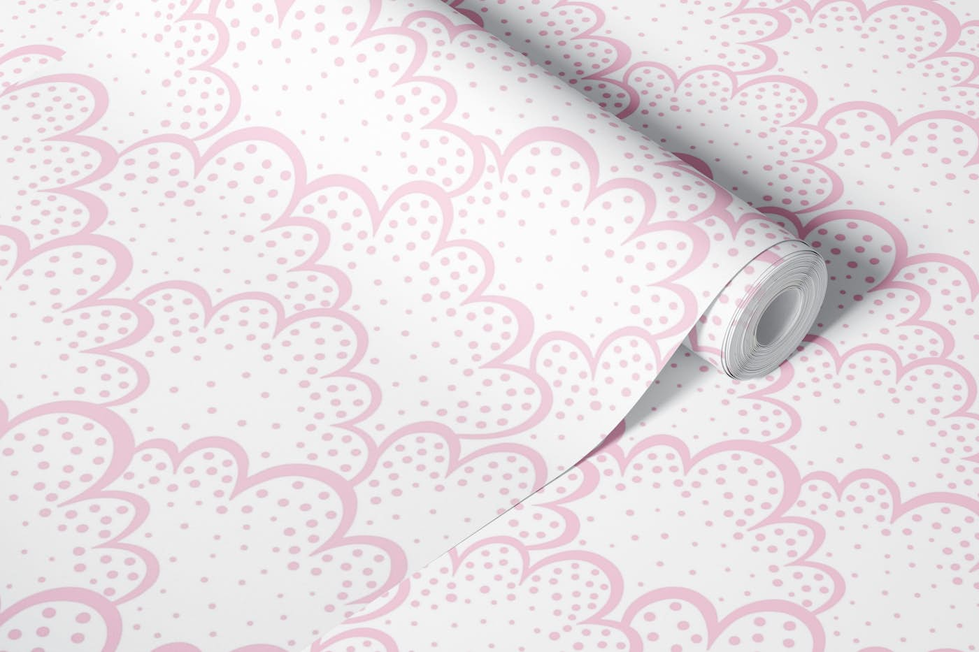 Pink Dotted Clouds wallpaper roll